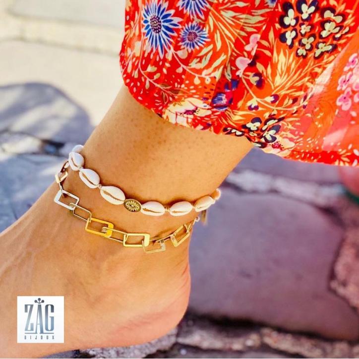Bracelet cheville chaine carrée Zag Bracelet cheville chaine carrée Zag