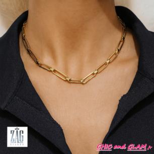 Collier court a/adj grd mailles Zag