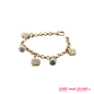Bracelet chaine métal doré brillant boule et strass