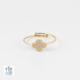 Bague adj  trefle sertie zircon Zag