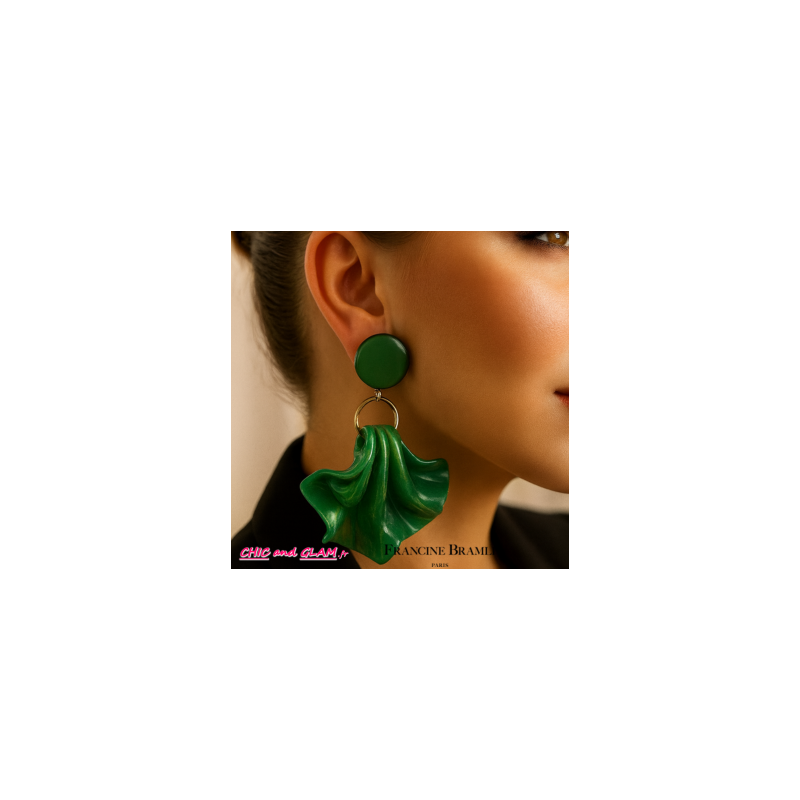 B.O Amelia percé ton vert marbré Francine Bramli