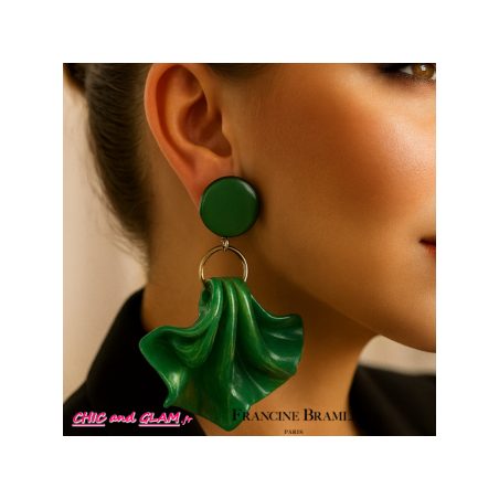 B.O Amelia percé ton vert marbré Francine Bramli