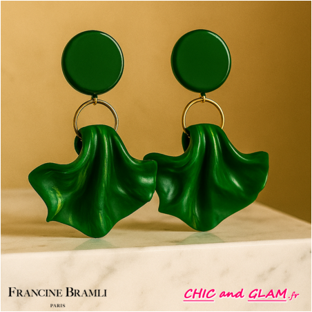 B.O Amelia percé ton vert marbré Francine Bramli