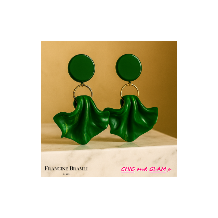 B.O Amelia percé ton vert marbré Francine Bramli B.O Amelia percé ton vert marbré Francine Bramli