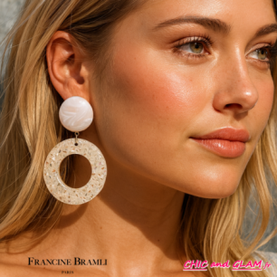 B.O créoles granito percée  ton ivoire Francine Bramli