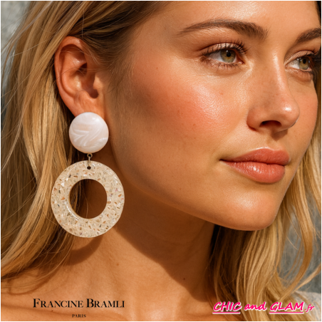 B.O créoles granito percée  ton ivoire Francine Bramli