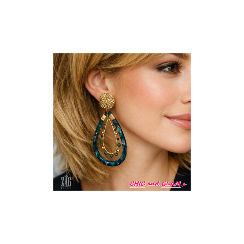 B.O creoles poires serties pierres fines Zag