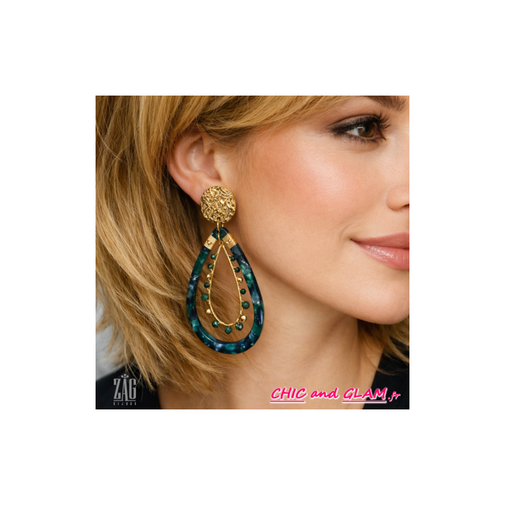 B.O creoles poires serties pierres fines Zag