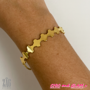 Bracelet dentele acier doré jaune Zag