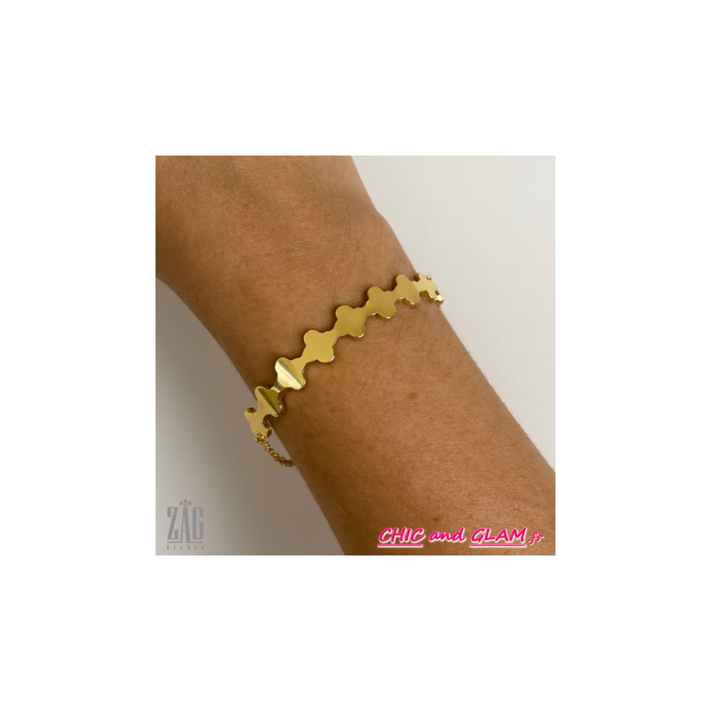 Bracelet dentele acier doré jaune Zag