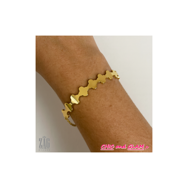 Bracelet dentele acier doré jaune Zag