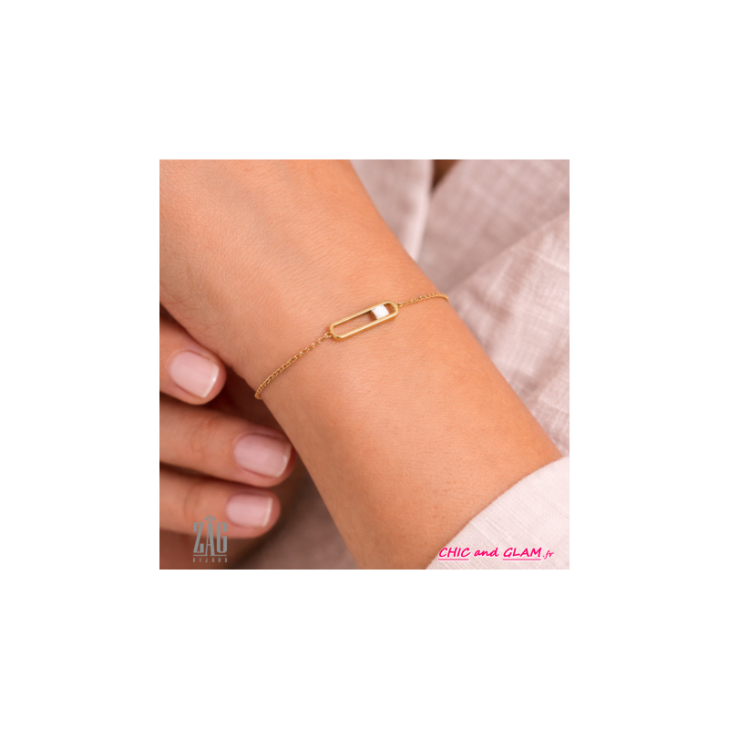 Bracelet adj cartouche pierre de couleur ZAG