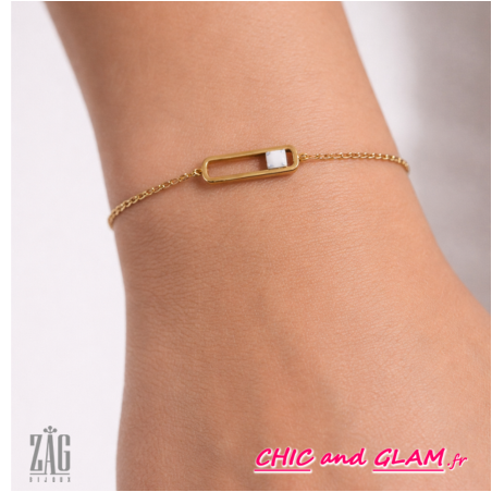 Bracelet adj cartouche pierre de couleur ZAG