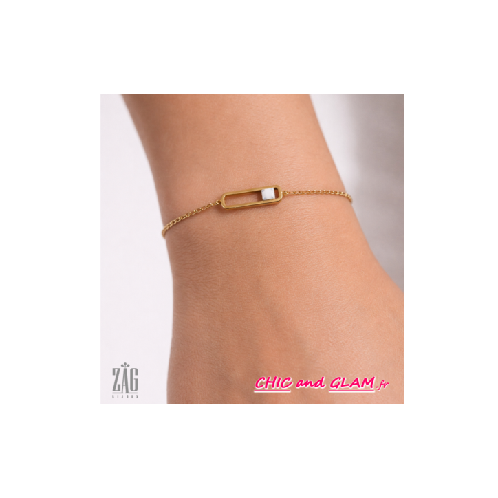 Bracelet adj cartouche pierre de couleur ZAG Bracelet adj cartouche pierre de couleur ZAG