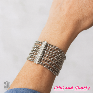 Bracelet couture barrette  strass Zag