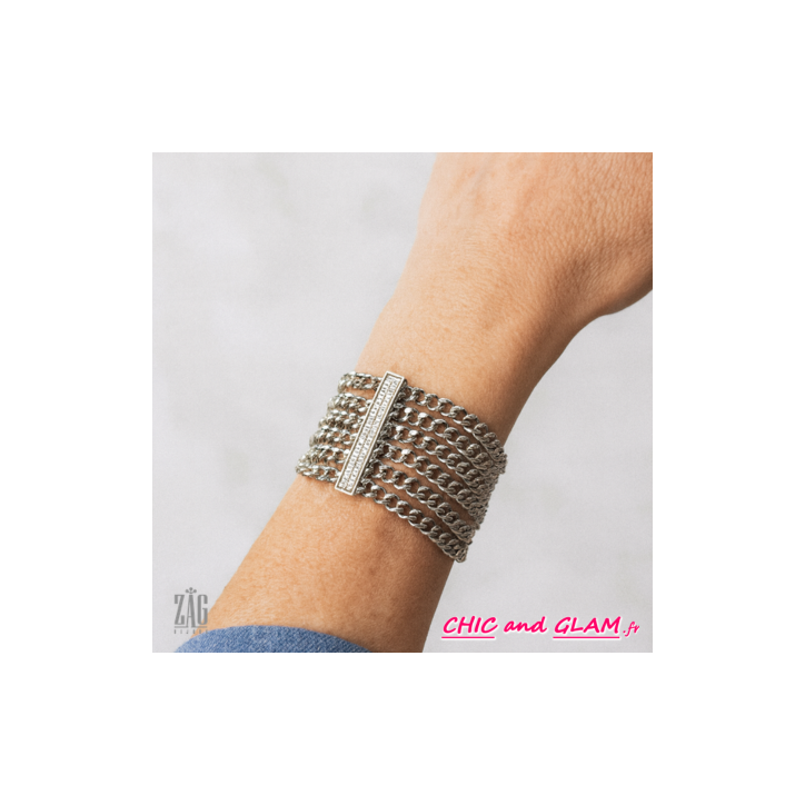 Bracelet couture barrette strass Zag Bracelet couture barrette strass Zag
