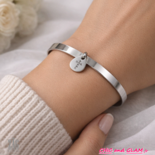 Jonc large médaille croix pt strass ZAG