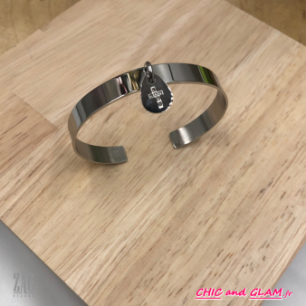 Jonc large médaille croix pt strass ZAG