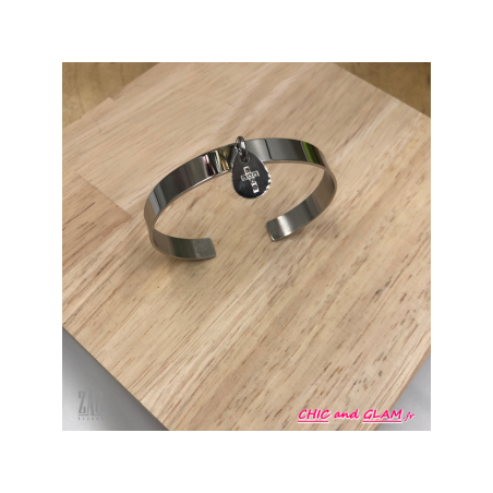 Jonc large médaille croix pt strass ZAG