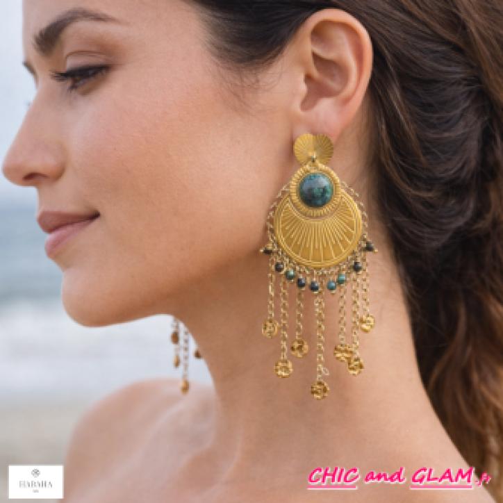 B.O Heart percé turquoise pampilles RS B.O Heart percé turquoise pampilles RS