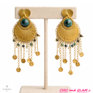 B.O Heart percé turquoise pampilles RS