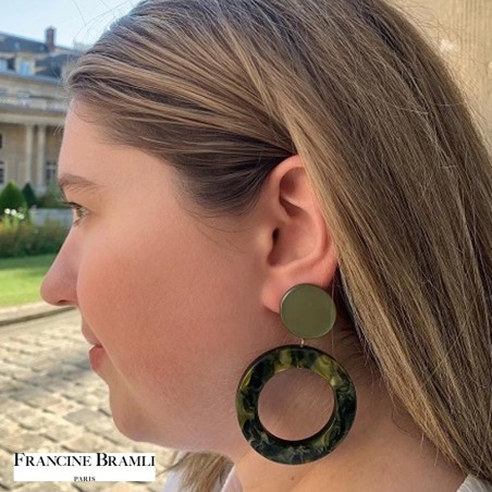 B.O percé Irene ton vert olive Francine Bramli