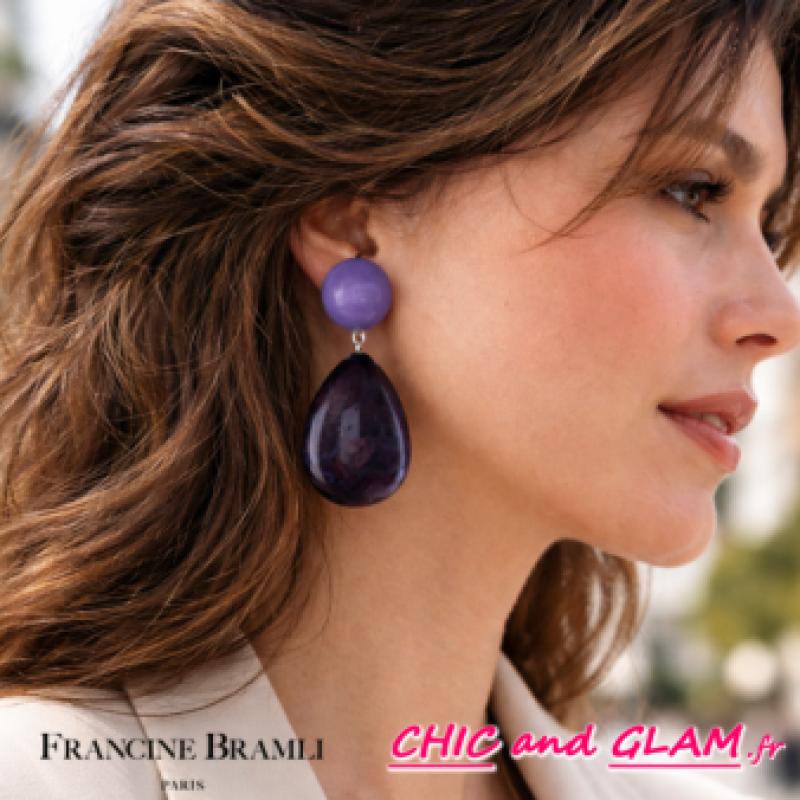 B.O Cuba ton prune marbré puce mauve clip Francine Bramli