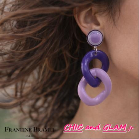 Boucles d'oreille maillon ton maune clip Francine Bramli