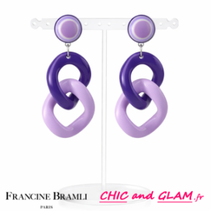 Boucles d'oreille maillon ton mauve clip Francine Bramli