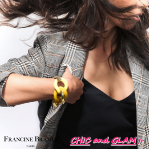 Bracelet maillon ton jaune/orange/translucide Francine Bramli