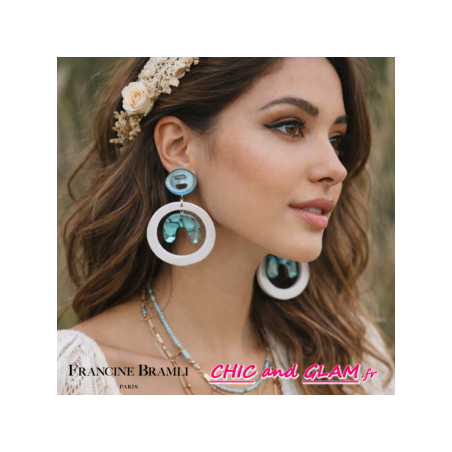 B.O Bella clip ton blanc puce miroir bleu Francine Bramli