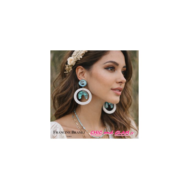 B.O Bella clip ton blanc puce miroir bleu Francine Bramli