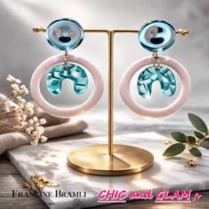 B.O Bella clip ton blanc puce miroir bleu Francine Bramli