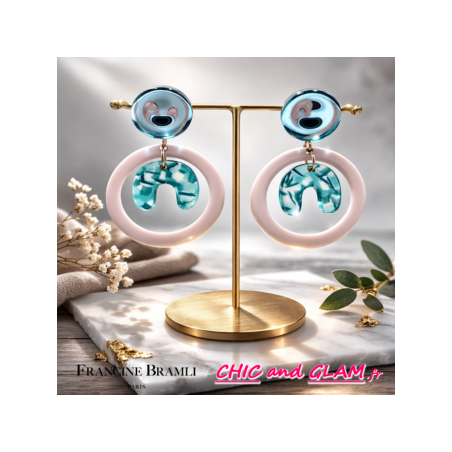 B.O Bella clip ton blanc puce miroir bleu Francine Bramli