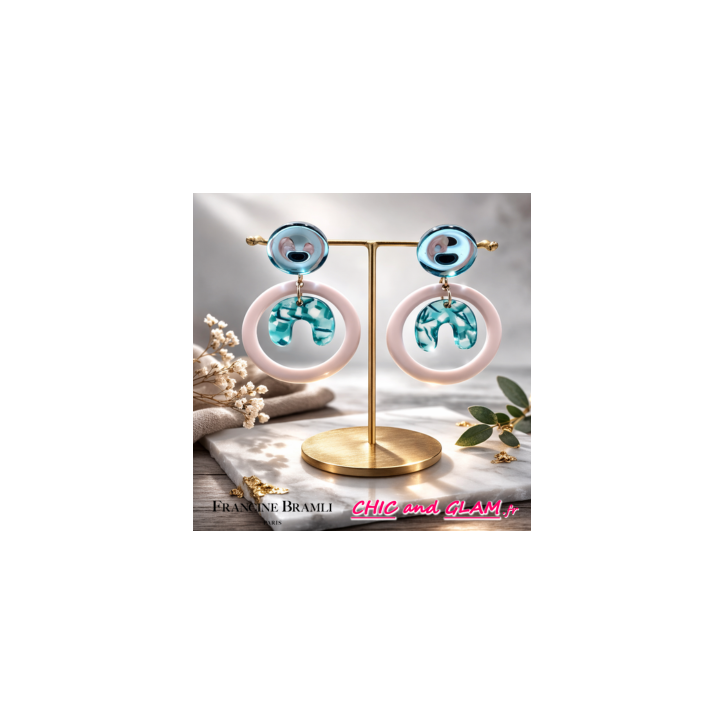 B.O Bella clip ton blanc puce miroir bleu Francine Bramli