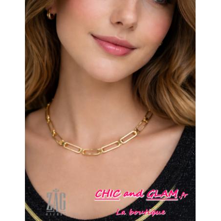 Collier court a/adj grd mailles Zag