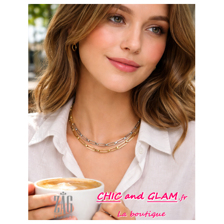 Collier court a/adj grd mailles Zag