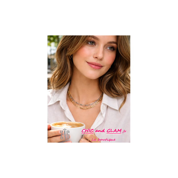 Collier court a/adj grd mailles Zag