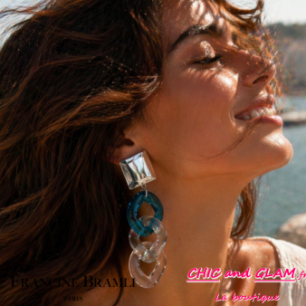 B.O Keren clip ton bleu//translucide  puce miroir Francine Bramli.