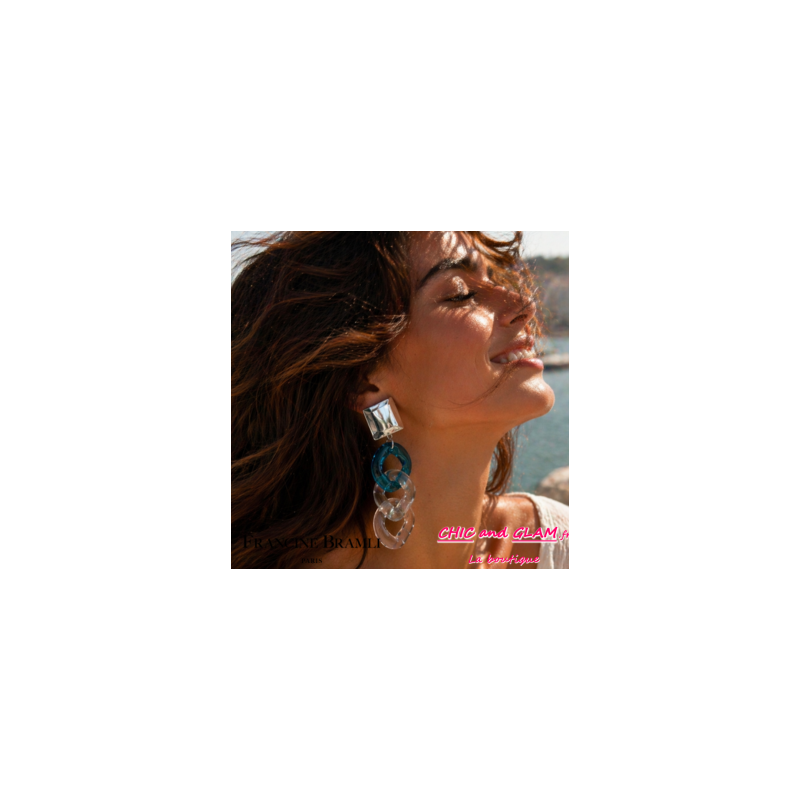 B.O Keren clip ton bleu//translucide  puce miroir Francine Bramli.