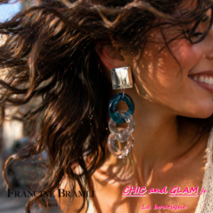 B.O Keren clip ton bleu//translucide  puce miroir Francine Bramli.