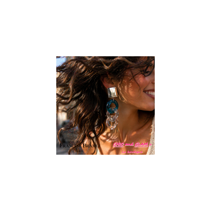 B.O Keren clip ton bleu//translucide  puce miroir Francine Bramli.