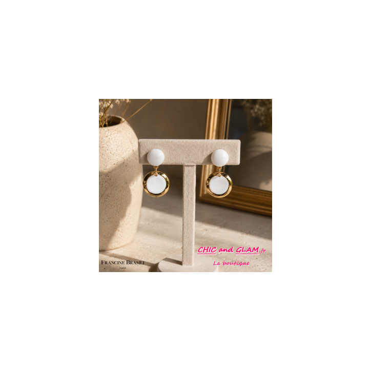 B.O Solaire clip ton blanc/doré Francine Bramli