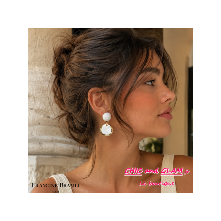 B.O Solaire clip ton blanc/doré Francine Bramli