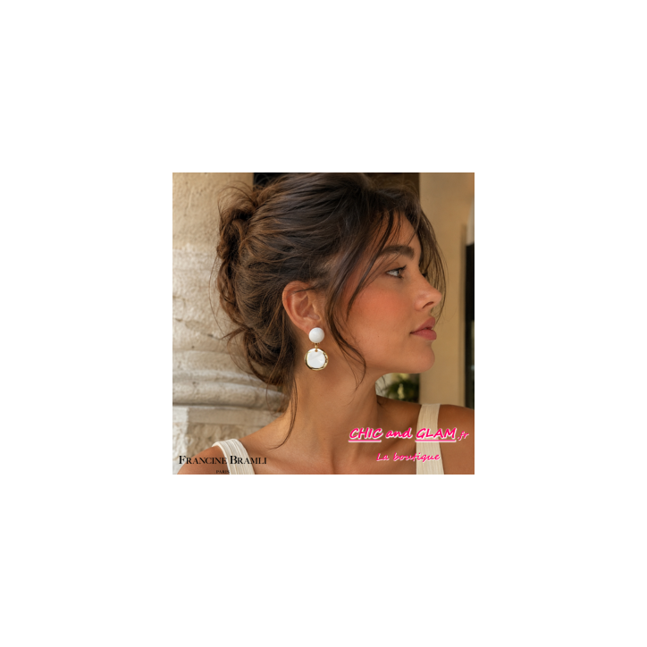 B.O Solaire clip ton blanc/doré Francine Bramli
