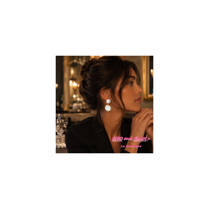 B.O Solaire clip ton blanc/doré Francine Bramli