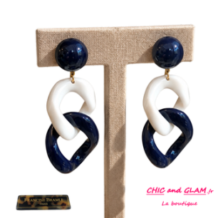 B.O mailles clip  ton marine et blanc Francine Bramli .