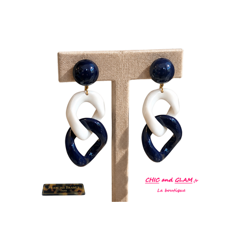 B.O mailles clip  ton marine et blanc Francine Bramli .
