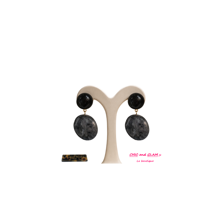 B.0 clip Corne marbré ton gris puce marine Francine Bramli
