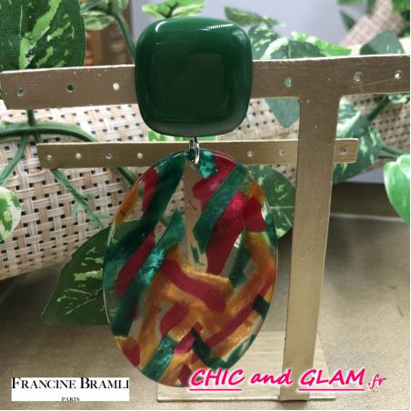 B.O Arlequin clip grd mod ton vert rouge Francine Bramli